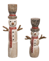 TRANSPAC TRANSPAC SET OF 2 RESIN 16IN MULTICOLOR CHRISTMAS CARVED SNOWMAN FIGURINES