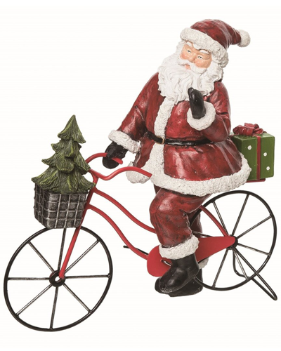 Transpac Resin Red Christmas Character On Bike Figurine
