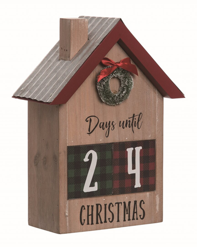 Transpac Set Of 3 Wood 10in Multicolor Christmas House Countdown Calendar