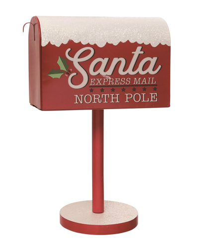 Transpac Metal 15.5in Multicolor Christmas Santa's Standing Mailbox Decor