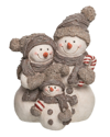 TRANSPAC TRANSPAC RESIN MULTICOLORED CHRISTMAS LARGE MERRY SNOWMAN FAMILY FIGURINE