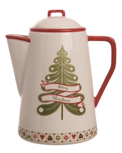 Transpac Ceramic 8.75in Multicolor Christmas Quilted Pitcher
