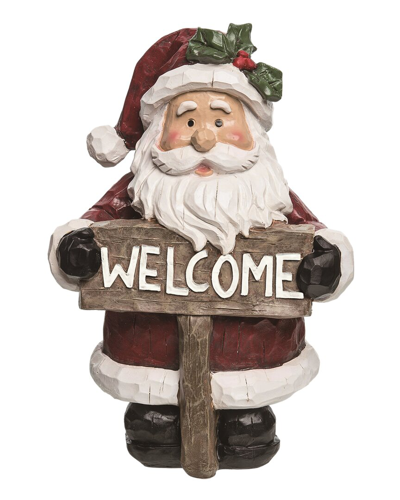 Transpac Resin Red Christmas Carved Santa Welcome Decor