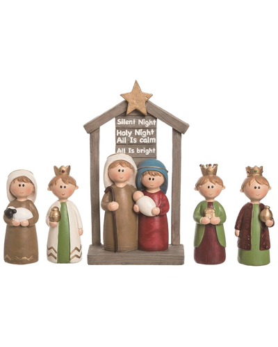Transpac Set Of 5 Resin 8in Multicolor Christmas Silent Night Nativity