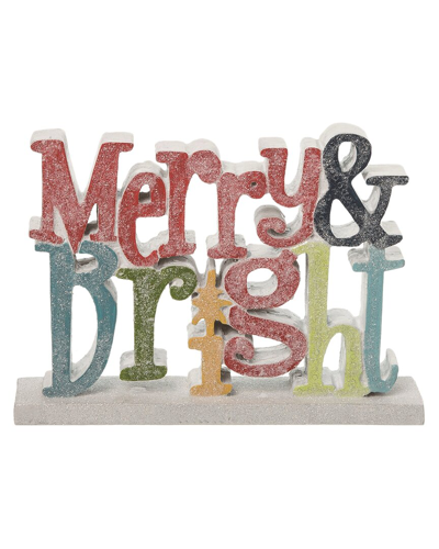 Transpac Resin 8.5in Multicolor Christmas Merry & Bright Word Decor