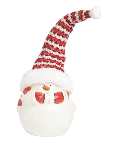 Transpac Resin 12.25in Multicolored Christmas Short Snowman With Knit Hat Figurine
