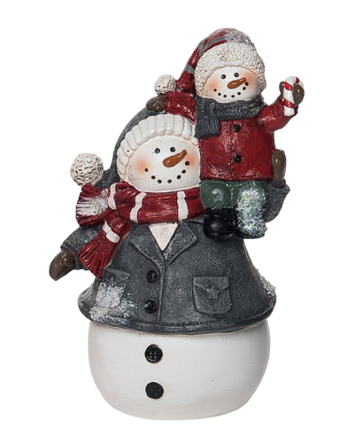 Transpac Resin 7in Multicolored Christmas Quilted Snowman Piggyback Figurine