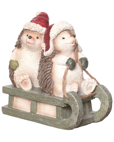 Transpac Resin 5.25in Multicolor Christmas Hedgehogs On Sled Figurine
