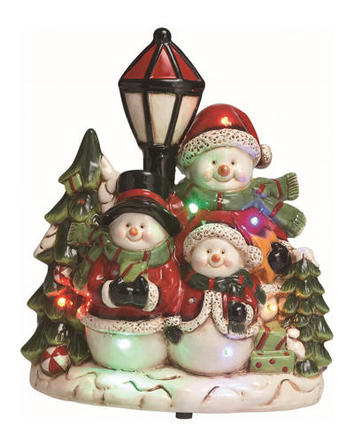 Transpac Dolomite 11.25in Multicolor Christmas Snowman Family Led Light-up Decor
