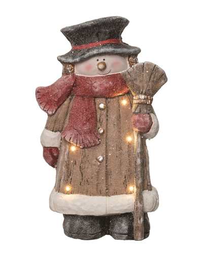 Transpac Resin 15.25in Multicolor Christmas Light Up Wood Plank Snowman Decor