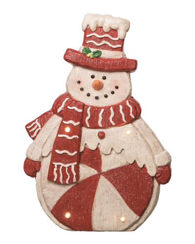 Transpac Resin White Christmas Light Up Peppermint Snowman