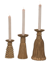 TRANSPAC TRANSPAC SET OF 3 RESIN 10IN GOLD CHRISTMAS TASSEL CANDLE HOLDER