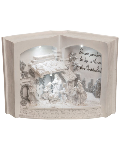 Transpac Resin 10.75in Off-white Christmas Light Up Nativity Book Decor