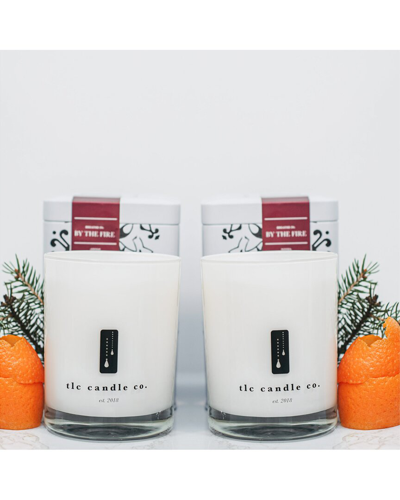 Tlc Candle Co. Fireside Chat - By The Fire, Pine & Fir Luxury 2-wick Soy Candle Gift Set In White