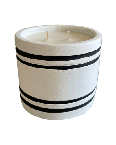 Tlc Candle Co. Luxury Small Striped Designer Candle - By The Fire In White