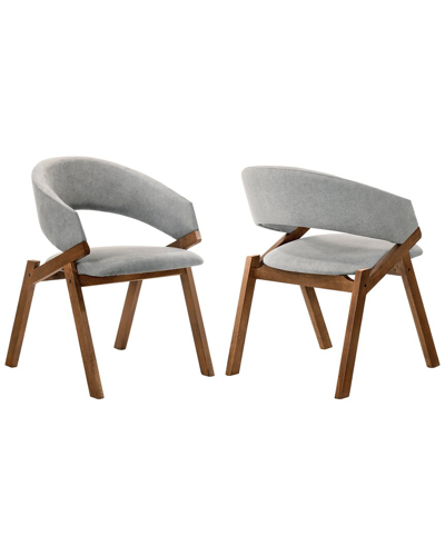 Armen Living Set Of 2 Talulah Walnut Veneer Dining Chairs In Gray