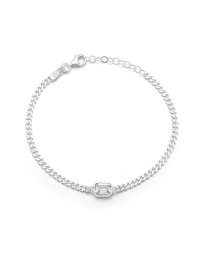 Chloe & Madison Chloe And Madison Silver Cz Curb Bracelet Set In Metallic