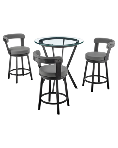 Armen Living Naomi And Bryant 4pc Counter Height Dining Set In Gray