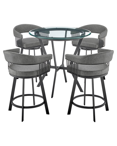 Armen Living Naomi And Chelsea 5pc Counter Height Dining Set In Gray