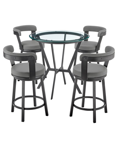 Armen Living Naomi And Bryant 5pc Counter Height Dining Set In Gray