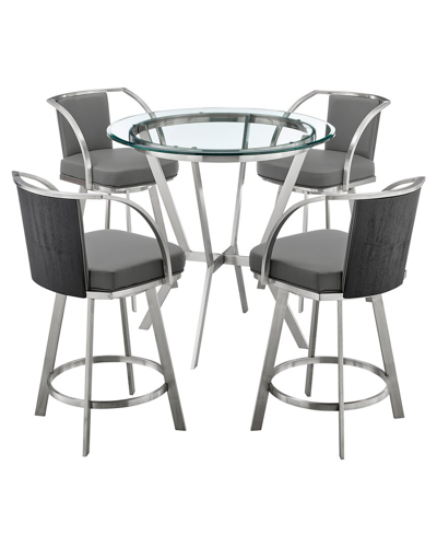 Armen Living Naomi And Livingston 5pc Counter Height Dining Set In Gray