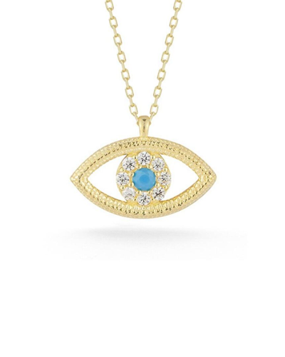 Sphera Milano 14k Over Silver Cz Evil Eye X Heart Necklace