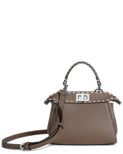 Tiffany & Fred Leather Satchel Shoulder Bag In Grey