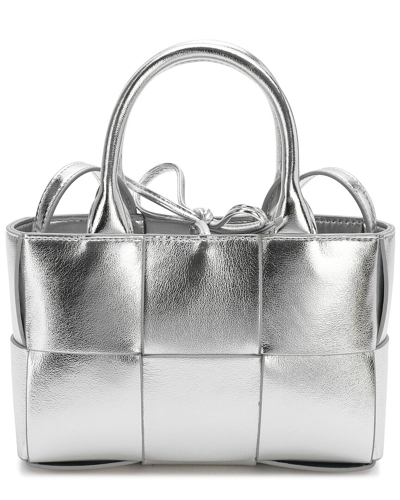 Tiffany & Fred Woven Smooth Leather Top Handle Shoulder Bag In Silver