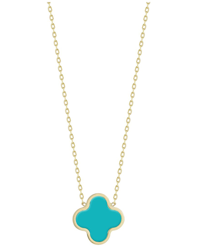 Italian Gold Turquoise Clover Necklace