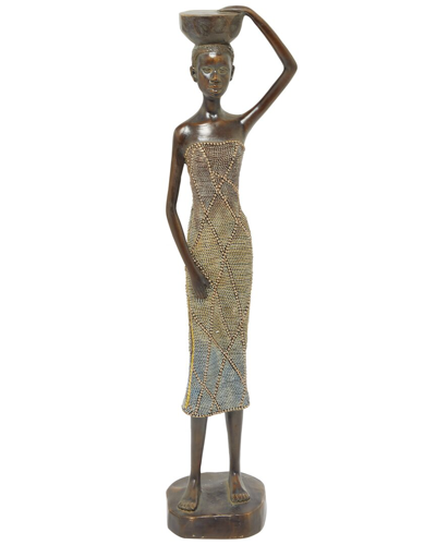 Peyton Lane Eclectic Women Polystone Sculpture With Intricate Details In Brown