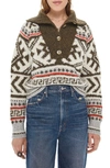 MOTHER THE BUTTONED ALPACA BLEND FAIR ISLE SWEATER