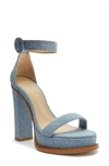 Schutz Womens Adjustable Denim Platform Sandals In Blue/ Summer Jeans