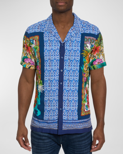 Robert Graham Shere Khan Classic Fit Short Sleeve Button Front Camp Shirt In Multi