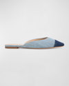 Veronica Beard Carlotta Suede Cap-toe Ballerina Mules In Bluemulti