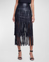 L AGENCE KAROLINA FAUX LEATHER FRINGE SKIRT