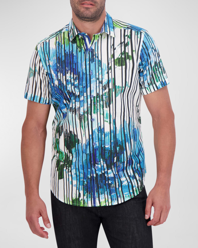 Robert Graham Men's Linen Floral-print Short-sleeve Shirt In Multi