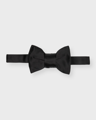 Charvet Men's Satin Pre-tied Bow Tie In Black