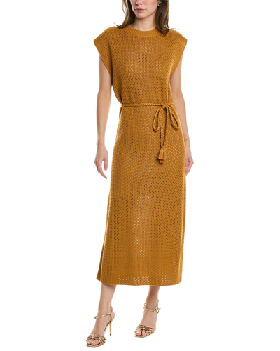 Line & Dot Holiday Midi Dress In Brown