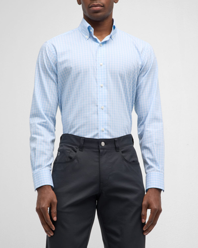Peter Millar Men's Seawell Cotton-stretch Sport Shirt In Turquoise