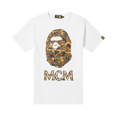 Pre-owned Bape X Mcm Ape Head Tee 'white'