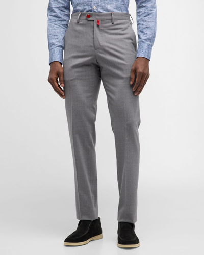 Kiton Men's Wool Twill Pants In Gray Multi