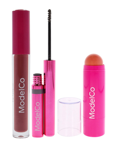 Modelco Women's Glow Stick 3-in-1 With More Brows Brush And Lip Kit In White