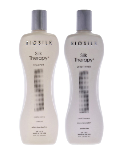 Biosilk Unisex Silk Therapy Shampoo And Conditioner Kit In White