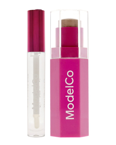 Modelco Women's Glow Highlighter Stick With Shine Ultra Lip Gloss In White