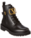 Valentino Dnu Pack  Vlogo 35 Leather Combat Boot In Black