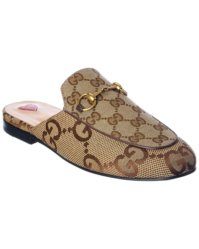 Gucci Princetown Jumbo Gg Canvas Slipper In Brown
