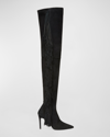 Stuart Weitzman Women's Ultrastuart Fringe 100mm Suede Over-the-knee Boots In Black