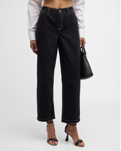 Sir Orlan Straight Cropped Jeans In Washed Black