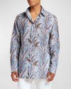 Etro Men's Floral N Ferns Cotton Dress Shirt In Print On Pale Blu