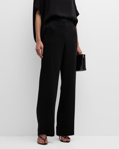 Natori Mid-rise Straight-leg Stretch Crepe Trousers In Black